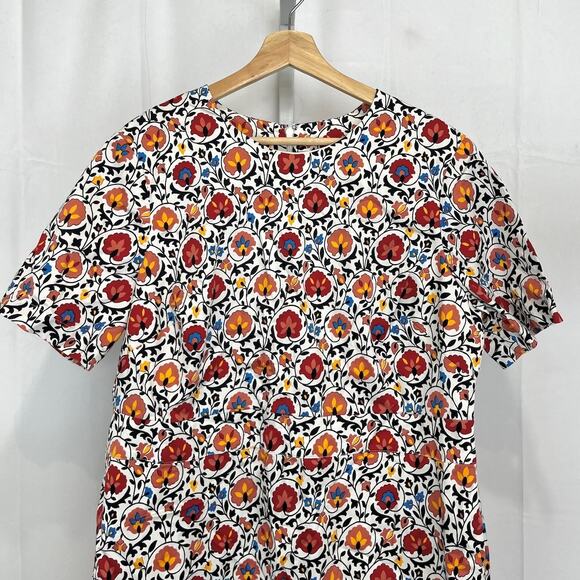 BODEN Cotton Mini Shift Dress Enchanted Bloom Floral Red Orange UK 20 US 16 18 - Picture 4 of 9